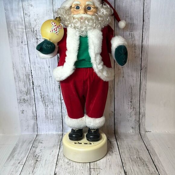 Christmas Animated Music Sound Motion Santa Claus 17” WORKS Holding Ornament - Picture 2 of 11